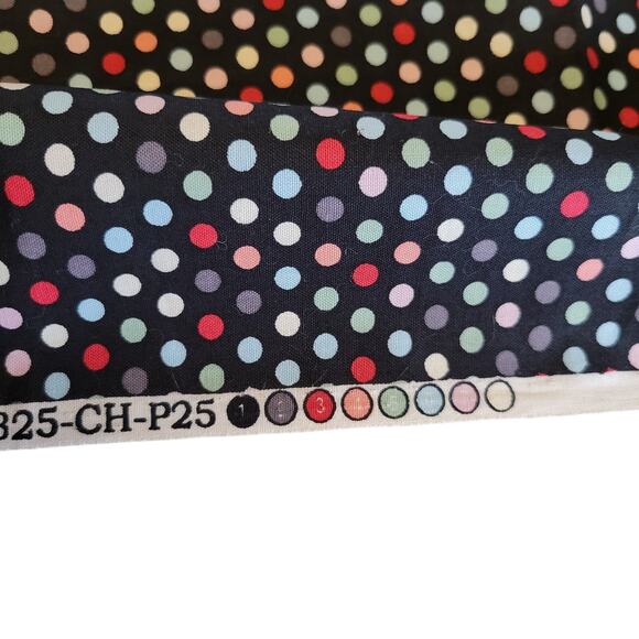 Brother Sister Studio Polka Dot Fabric Remnant 64x44 Quilting Cotton Black - Picture 4 of 10